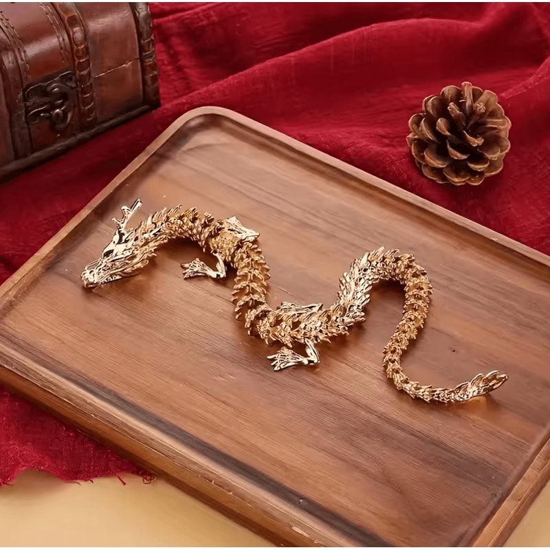 Majestic 3D Alloy Golden Dragon Statue With Movable Limbs Symbol Of Power Good Luck 3