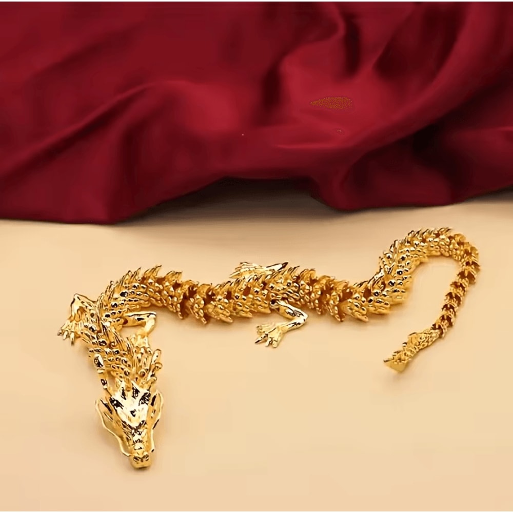 Majestic 3D Alloy Golden Dragon Statue With Movable Limbs Symbol Of Power Good Luck 4