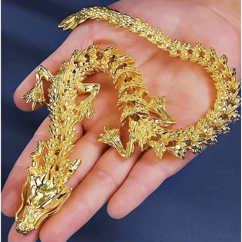 Majestic 3D Alloy Golden Dragon Statue With Movable Limbs Symbol Of Power Good Luck 6