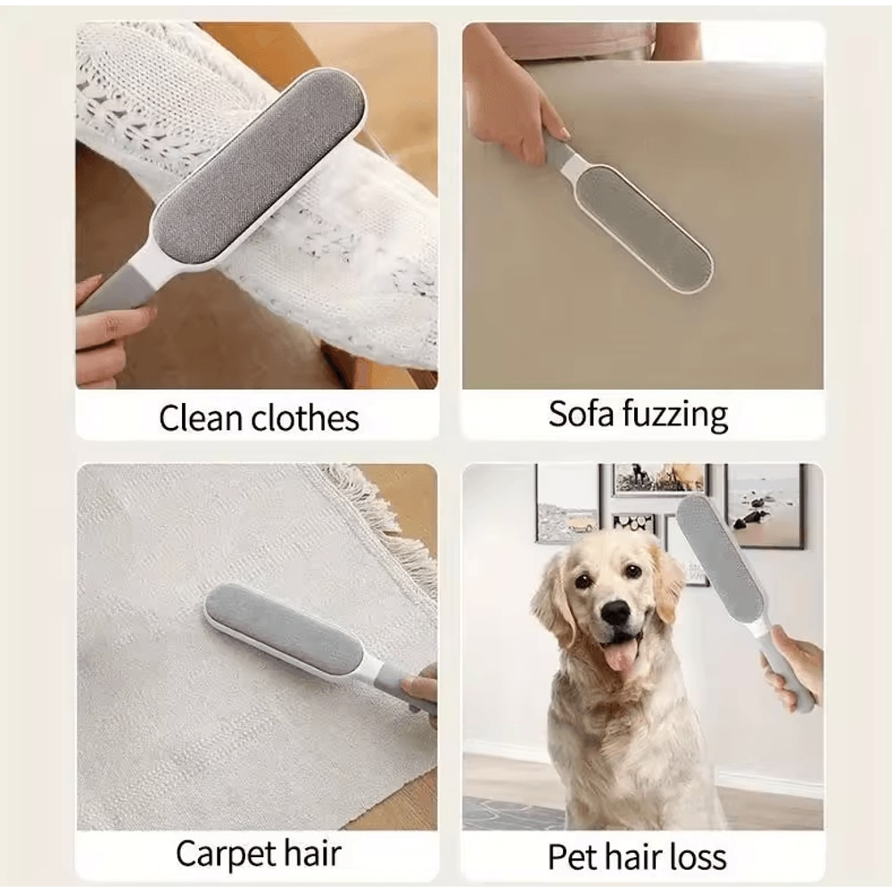 Reusable DoubleSided Pet Hair Remover Brush Manual Electrostatic Dust Lint Cleaner 2