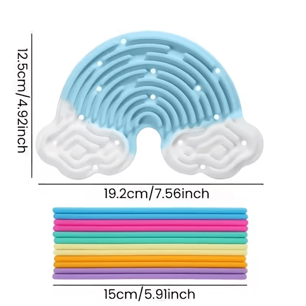Creative Rainbow Clouds Sensory Activity Board DoubleSided Silicone Busy Board For Fine Motor Skil 1