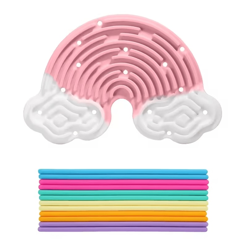 Creative Rainbow Clouds Sensory Activity Board DoubleSided Silicone Busy Board For Fine Motor Skil 4