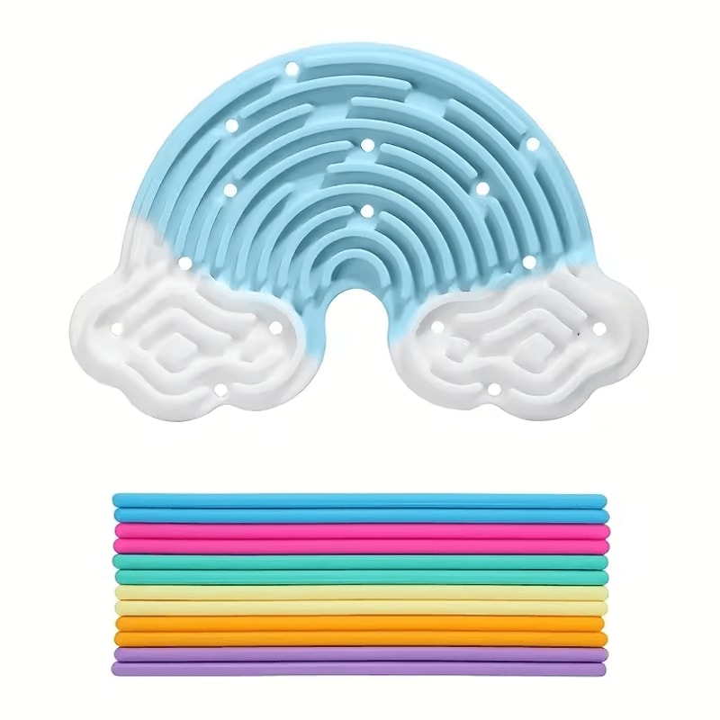 Creative Rainbow Clouds Sensory Activity Board DoubleSided Silicone Busy Board For Fine Motor Skil 3