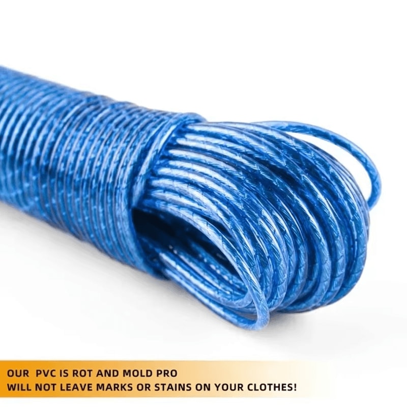 Outdoor Clothing Drying Rope 7874in Steel Wire PVC Wash Line For Garden Travel Camping 1