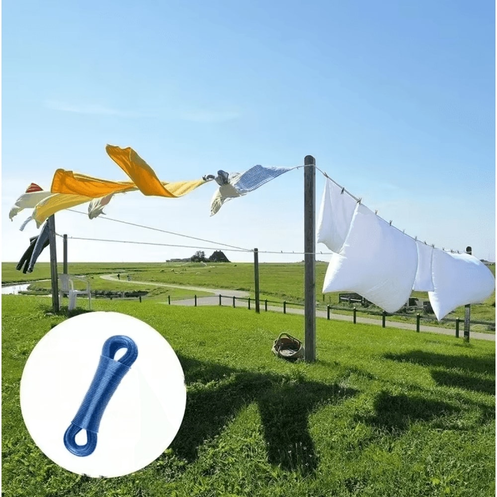 Outdoor Clothing Drying Rope 7874in Steel Wire PVC Wash Line For Garden Travel Camping 4