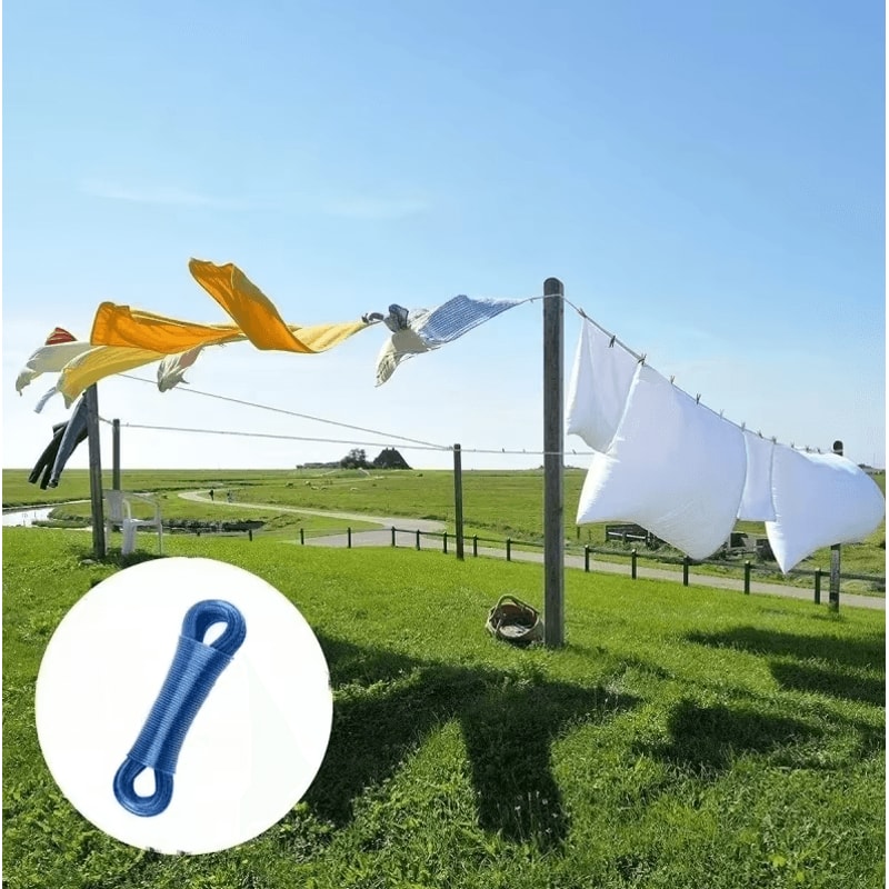 Outdoor Clothing Drying Rope 7874in Steel Wire PVC Wash Line For Garden Travel Camping 4