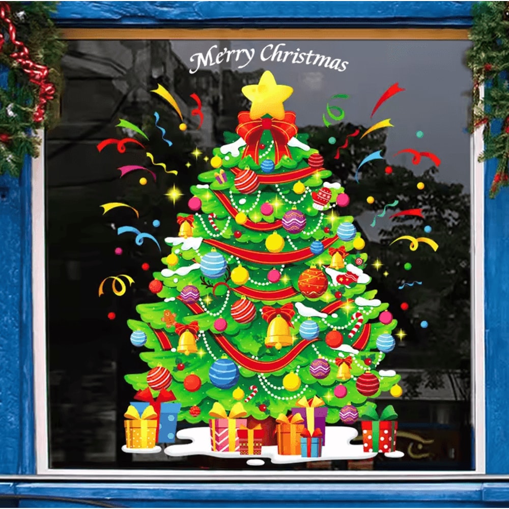 113 Christmas Snowflake Static Window Stickers Reusable Holiday Party Decoration Decals 8