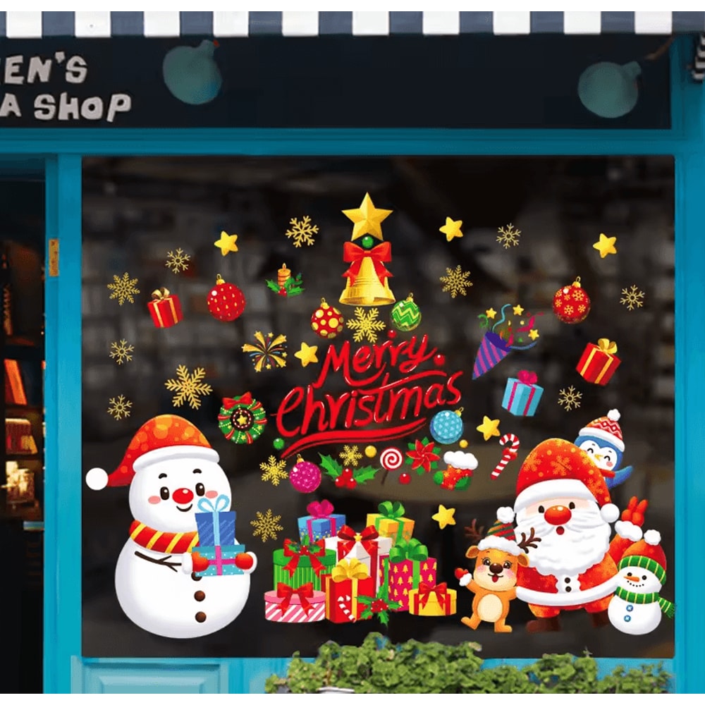113 Christmas Snowflake Static Window Stickers Reusable Holiday Party Decoration Decals 9