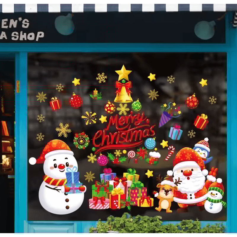 113 Christmas Snowflake Static Window Stickers Reusable Holiday Party Decoration Decals 9