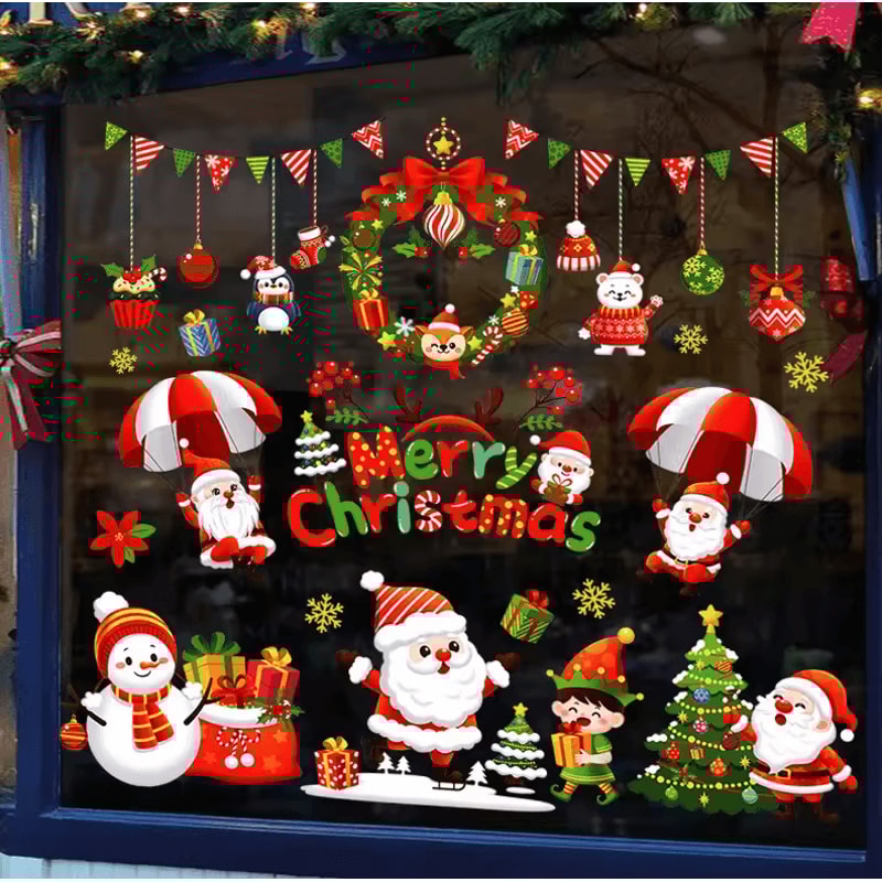 113 Christmas Snowflake Static Window Stickers Reusable Holiday Party Decoration Decals 11