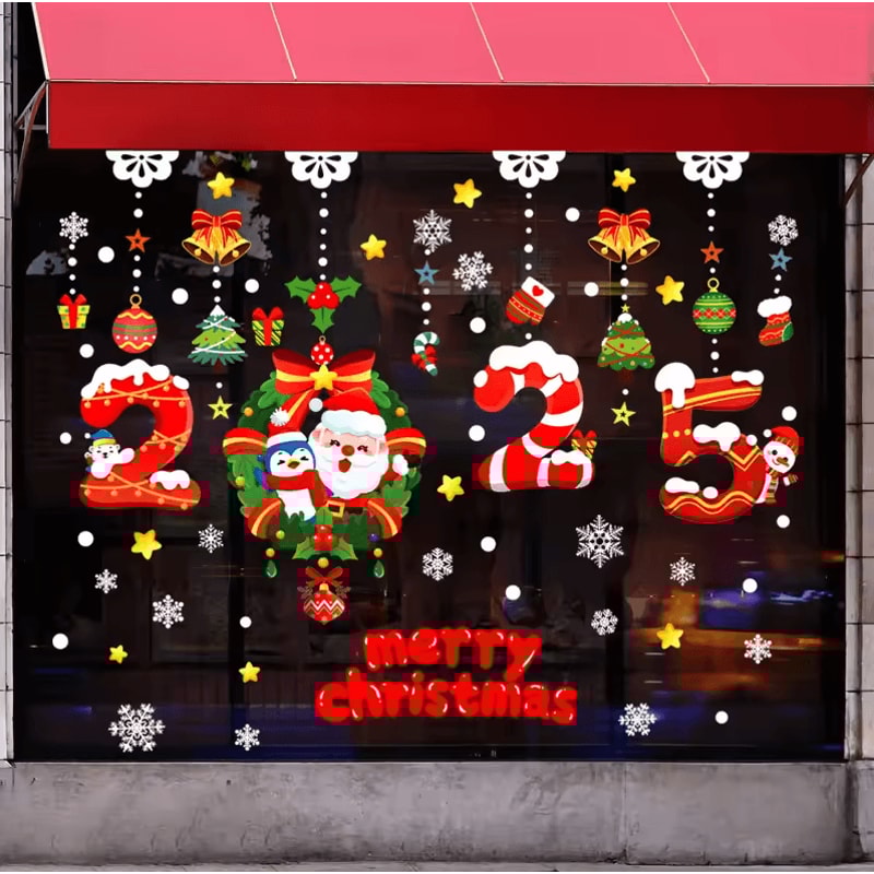 113 Christmas Snowflake Static Window Stickers Reusable Holiday Party Decoration Decals 12