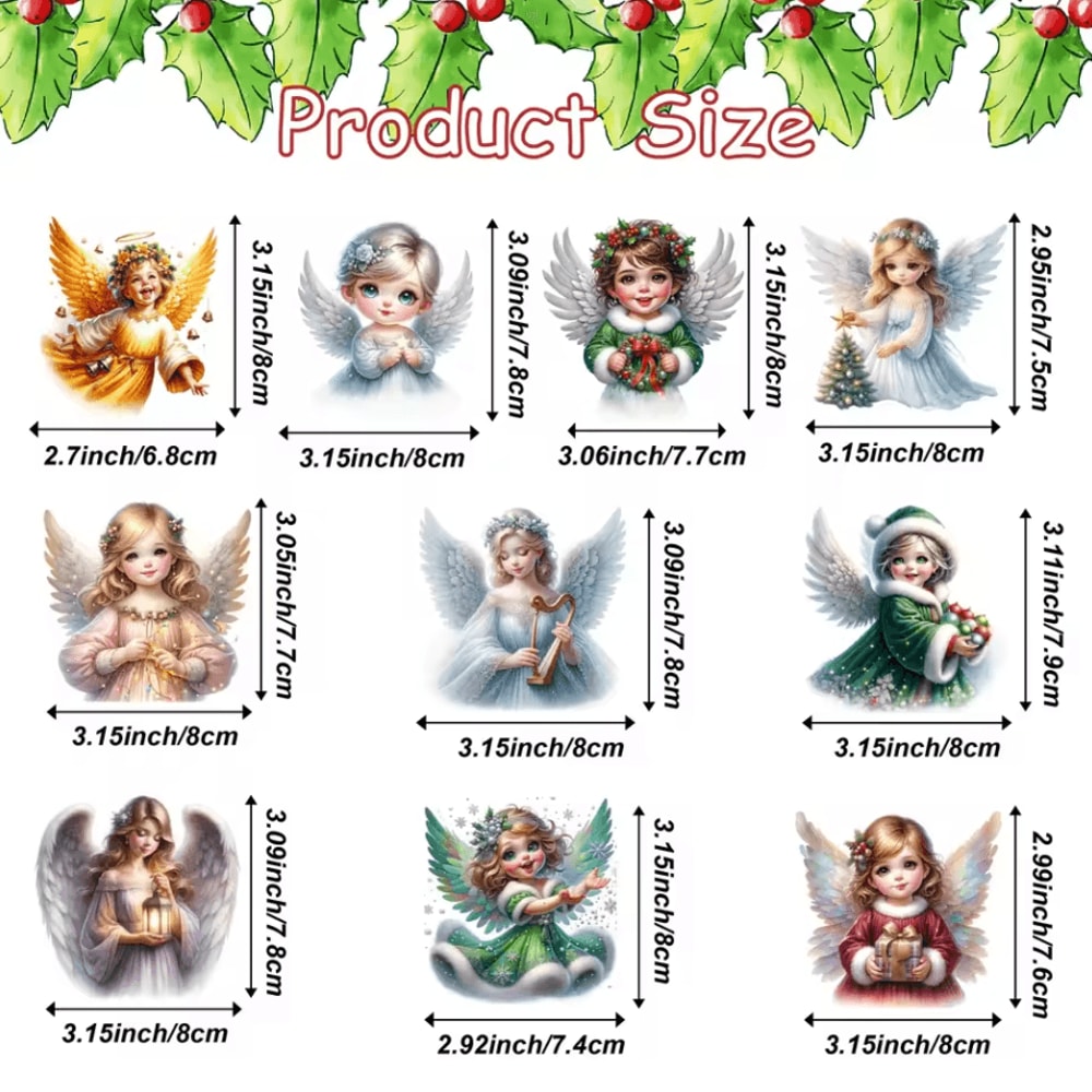 10PCS Handmade Wooden Christmas Angel Ornaments With Rope Rustic Holiday Tree Decoration 3