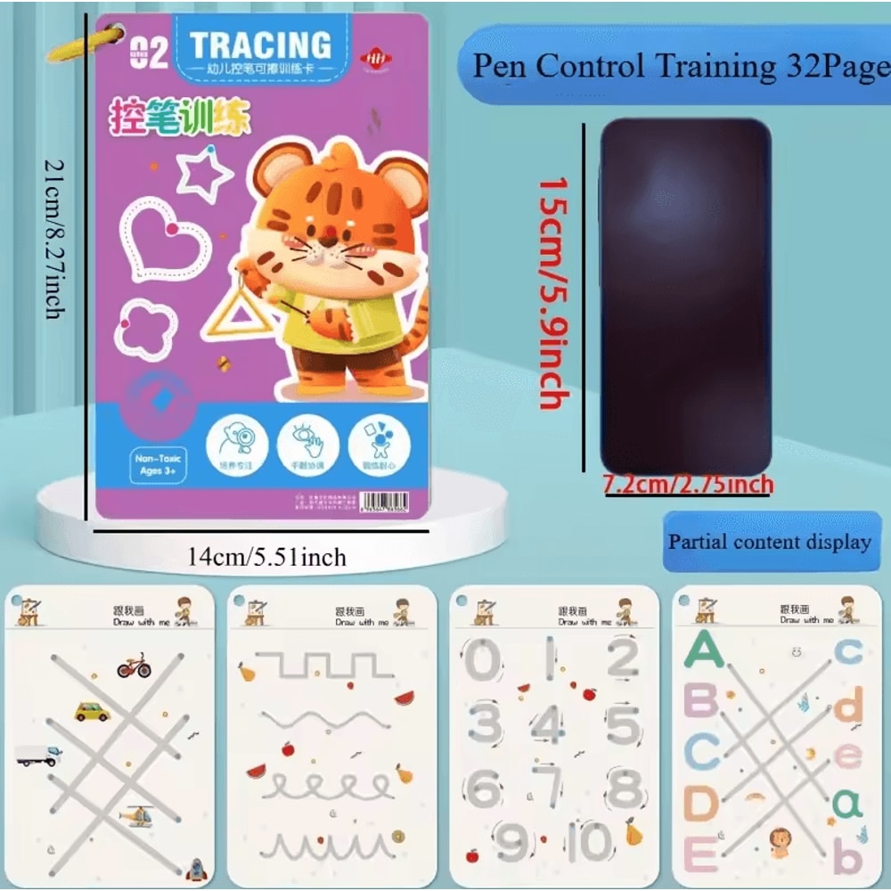 32Page Reusable Magic Practice Notebook Set Whole Brain Pen Control Training 3