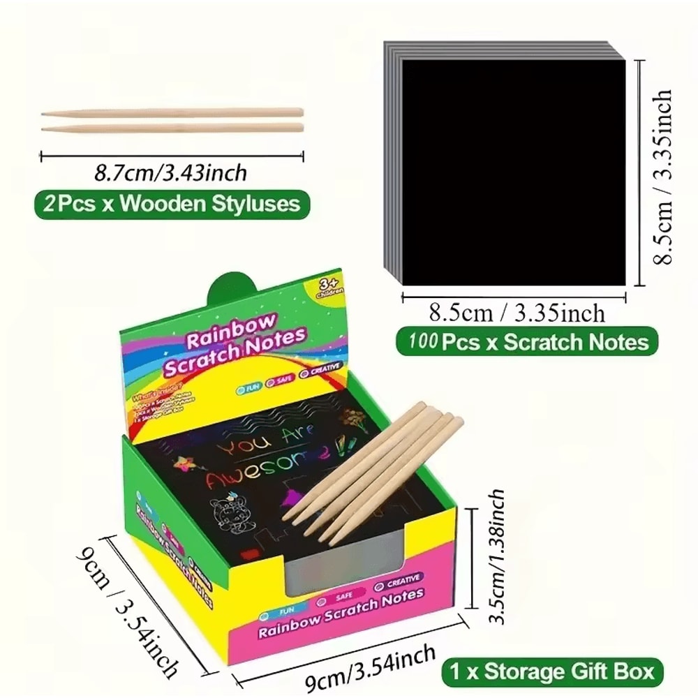 100Sheet Magical Scratch Memo Boxes Rainbow Scratch Mini Art Notes For DIY Fun 5
