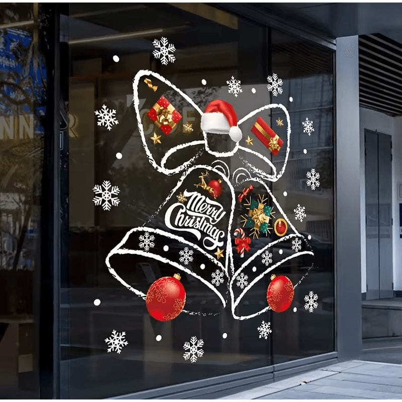 Christmas Decorative Window Stickers Festive Clock Wall Decals For Holiday Shop Home 1