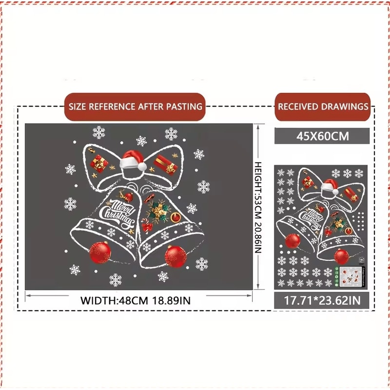 Christmas Decorative Window Stickers Festive Clock Wall Decals For Holiday Shop Home 4
