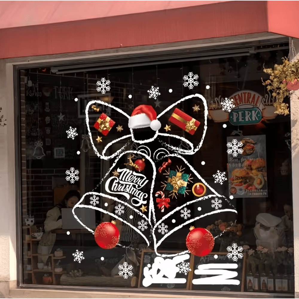 Christmas Decorative Window Stickers Festive Clock Wall Decals For Holiday Shop Home 5