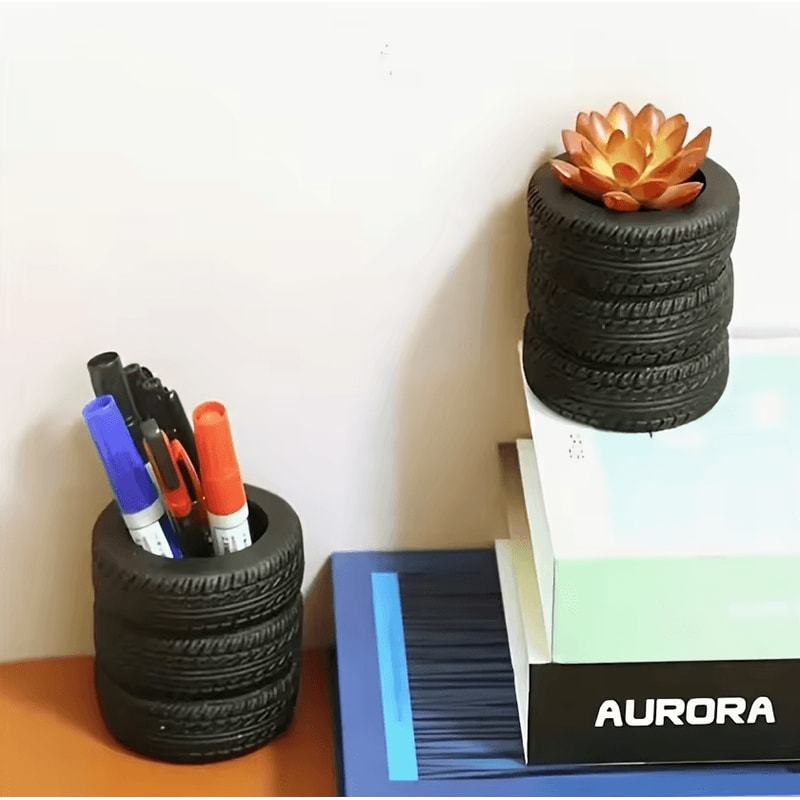 Creative Tire Shaped Pen Holder Unique Office Desk Organizer For Pens Stationery 4