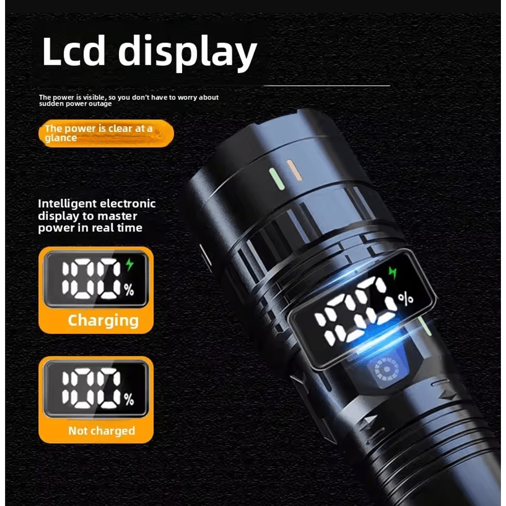 Portable LED Flashlight Strong Light Multifunctional USB Charging Outdoor Torch 2