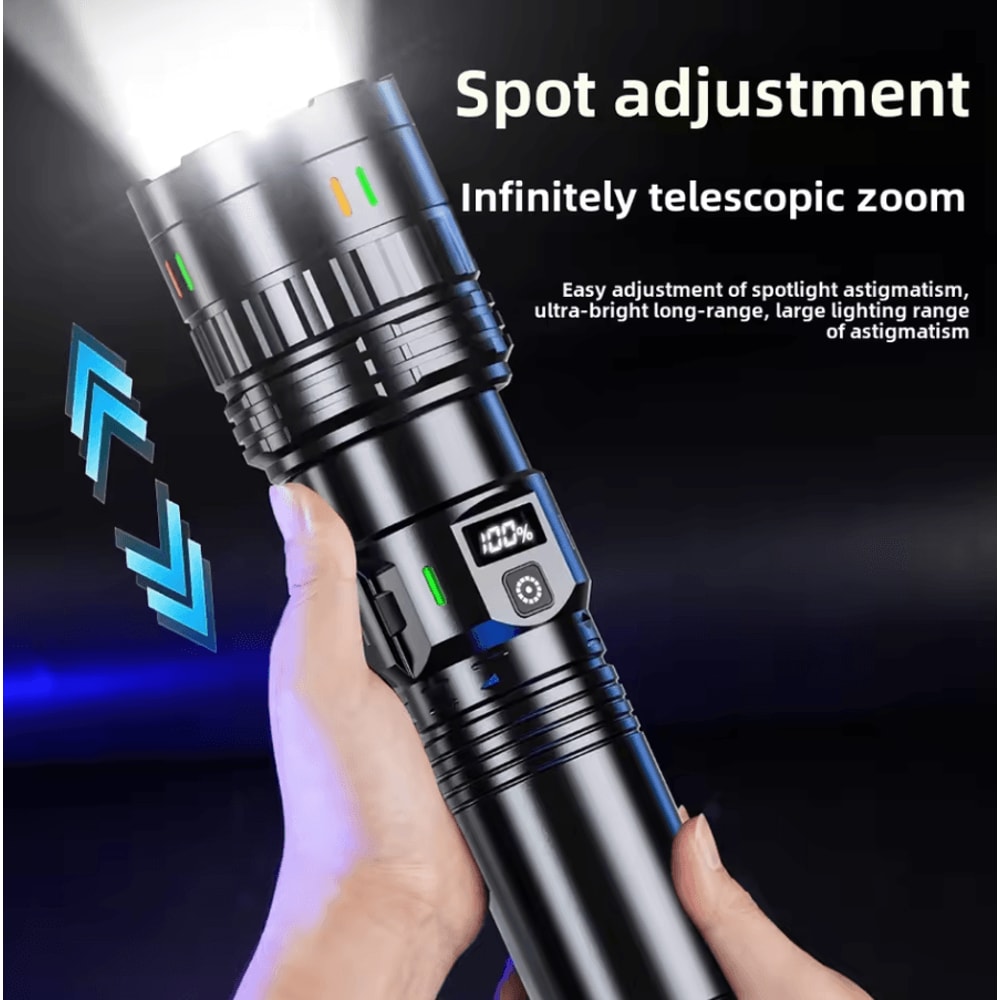 Portable LED Flashlight Strong Light Multifunctional USB Charging Outdoor Torch 3