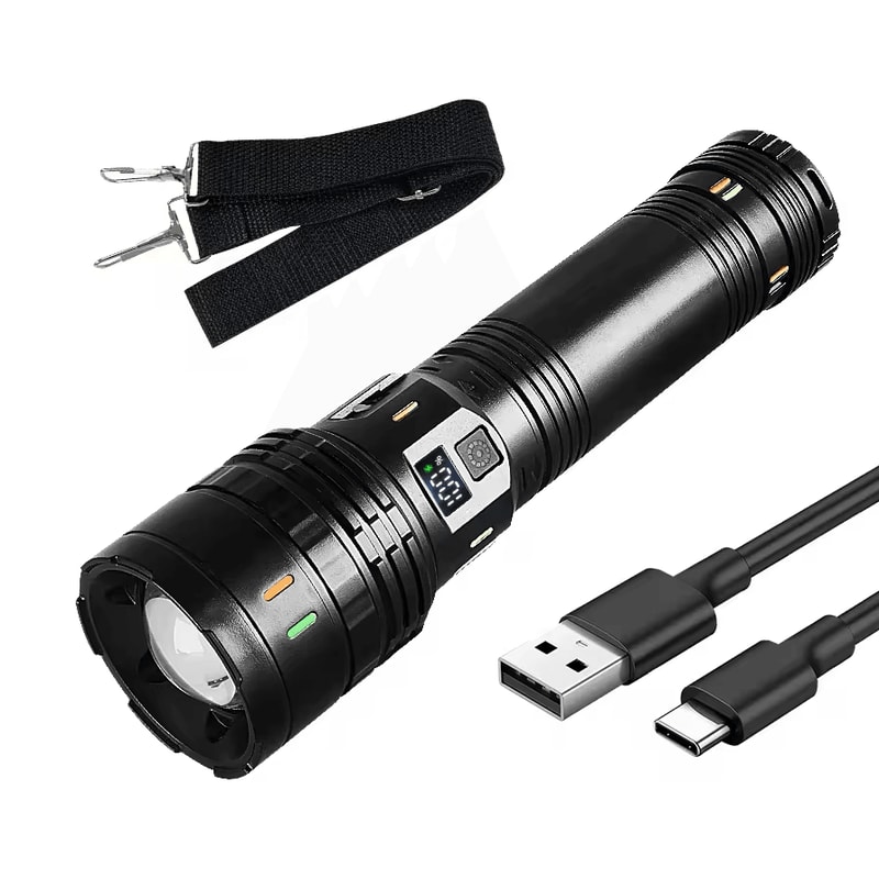 Portable LED Flashlight Strong Light Multifunctional USB Charging Outdoor Torch 6