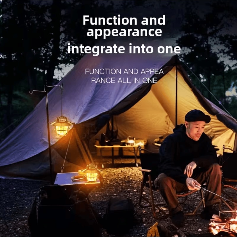 LED Camping Lamp Retro Portable Hanging Lantern With Stepless Dimming Waterproof Rechargeability 1