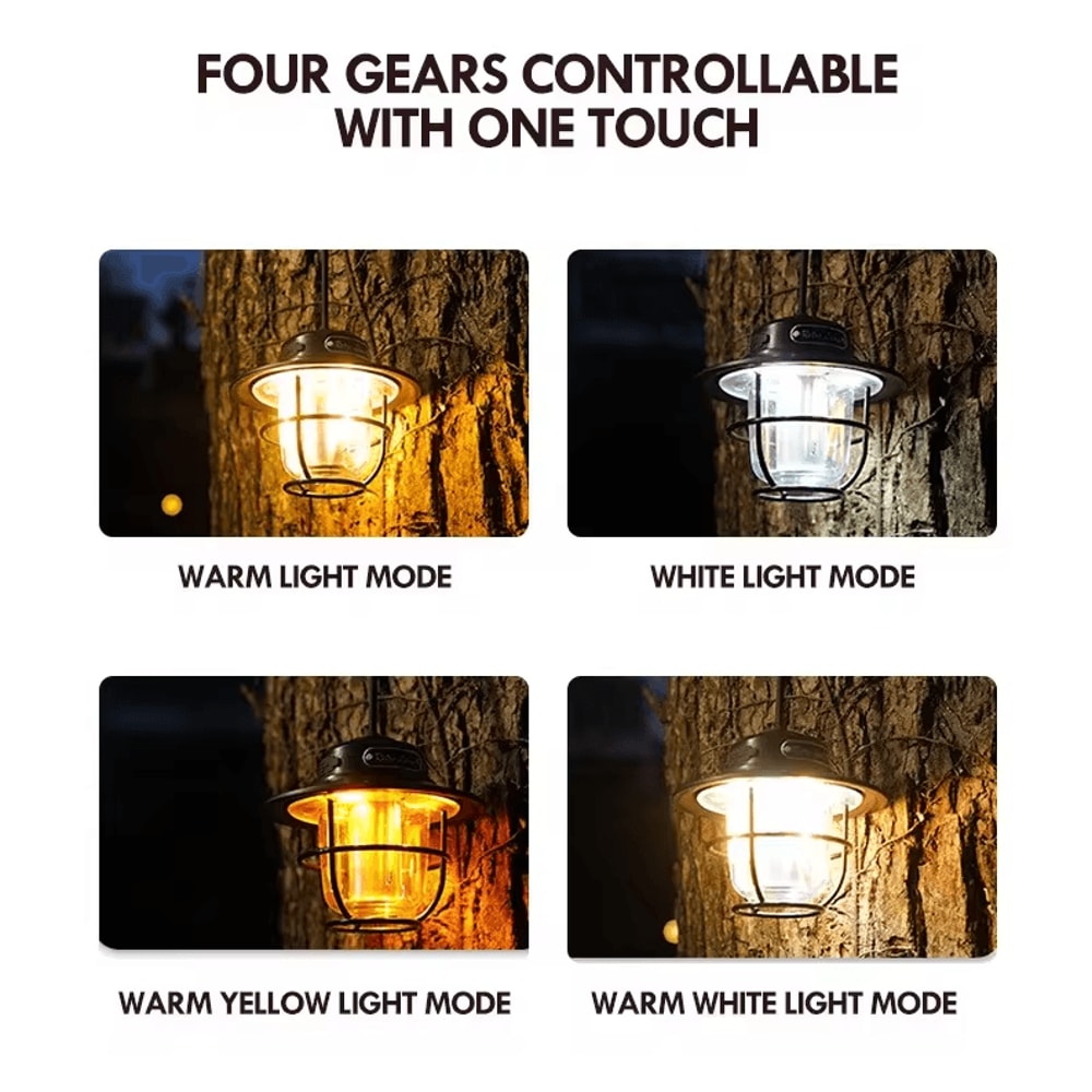 LED Camping Lamp Retro Portable Hanging Lantern With Stepless Dimming Waterproof Rechargeability 4