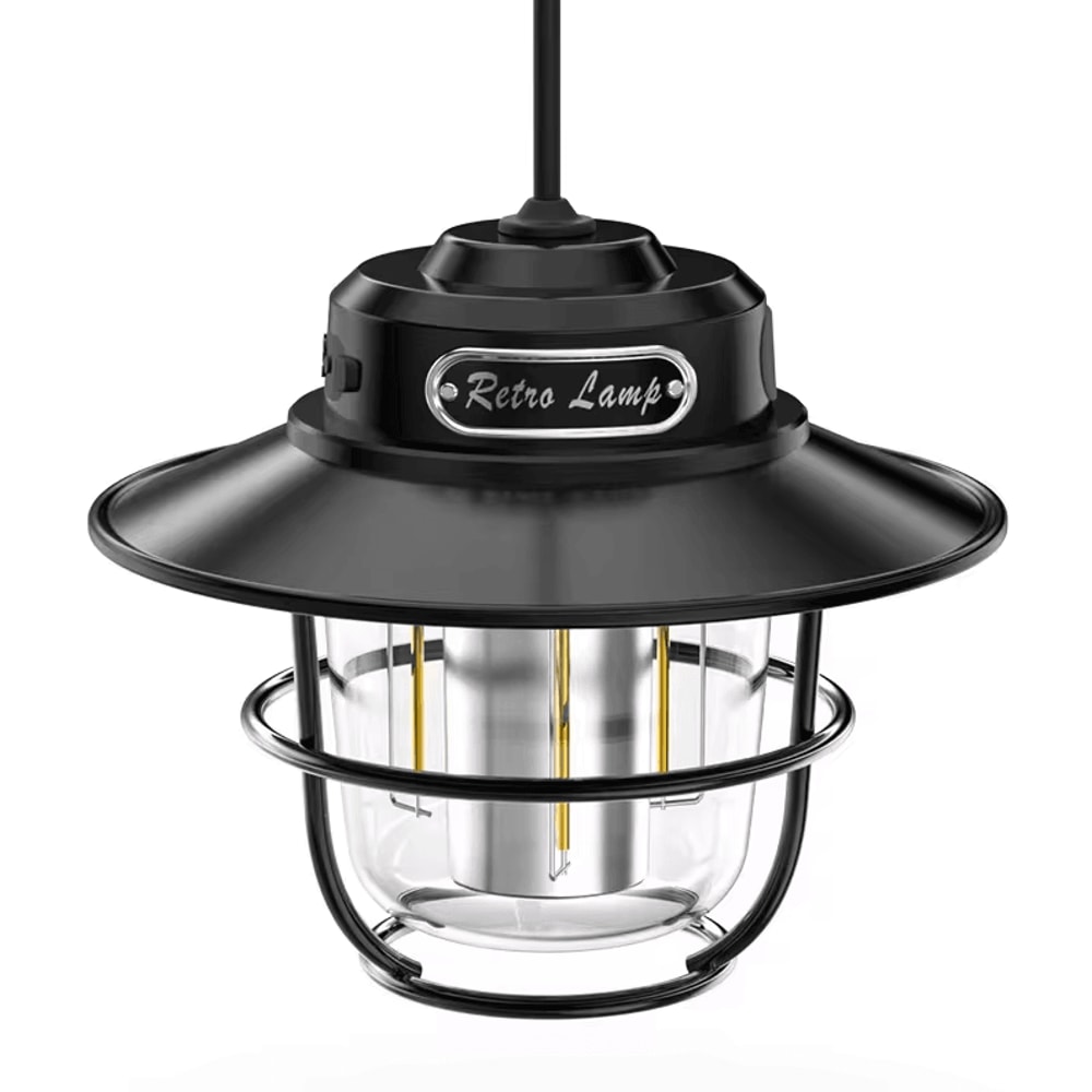 LED Camping Lamp Retro Portable Hanging Lantern With Stepless Dimming Waterproof Rechargeability 5