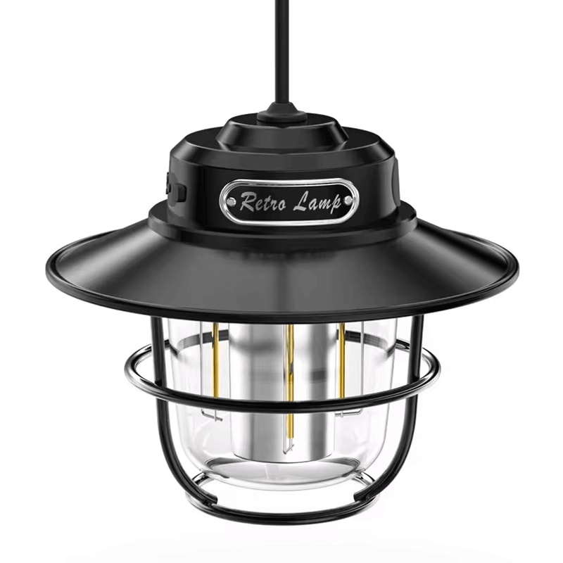 LED Camping Lamp Retro Portable Hanging Lantern With Stepless Dimming Waterproof Rechargeability 5