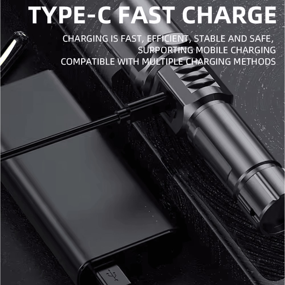 Ultra Bright LED Flashlight With Zoom Battery Indicator USB Charging Camping Light Torch 5