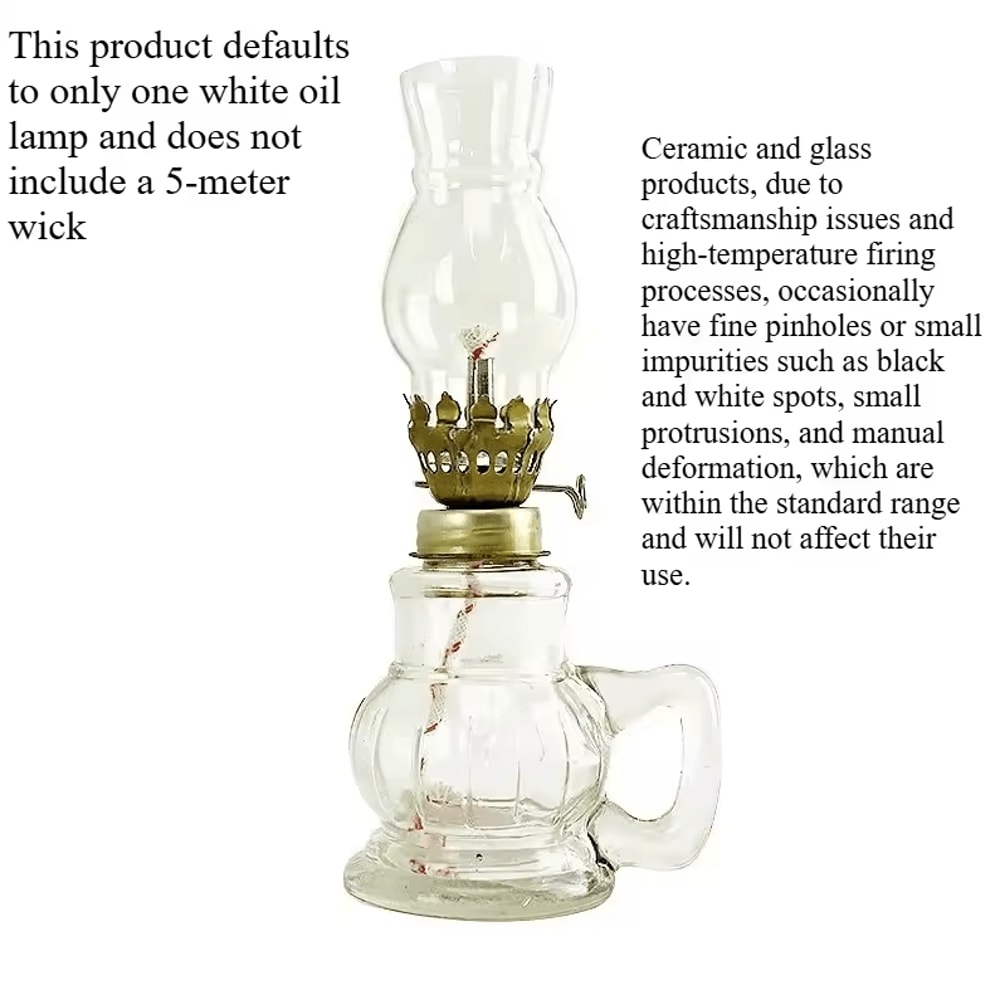 Retro Windproof Glass Oil Lamp Mini Kerosene Lantern With Handle For Indoor Use Emergency Lightin 6