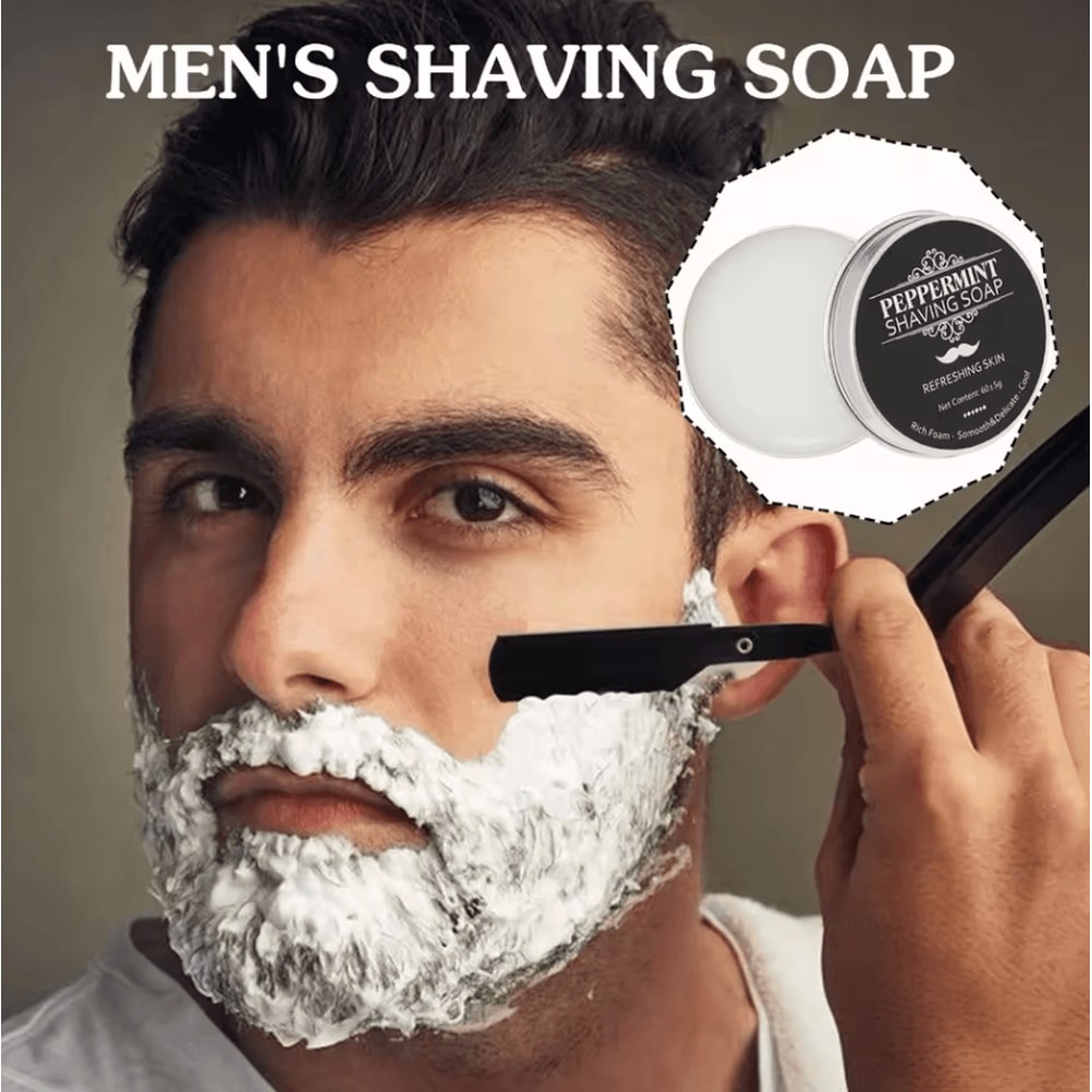 Handmade Smooth Texture Beard Shaving Soap Organic Foam Shaving Cream Bar For Men 0