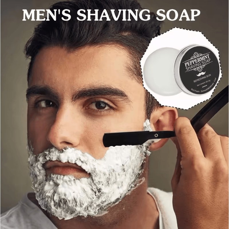Handmade Smooth Texture Beard Shaving Soap Organic Foam Shaving Cream Bar For Men 0