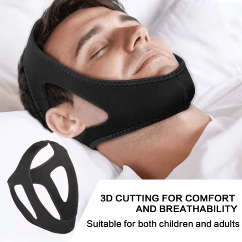 AntiSnoring Chin Strap Device Adjustable Breathable Snore Stopper With Lower Jaw Support 1