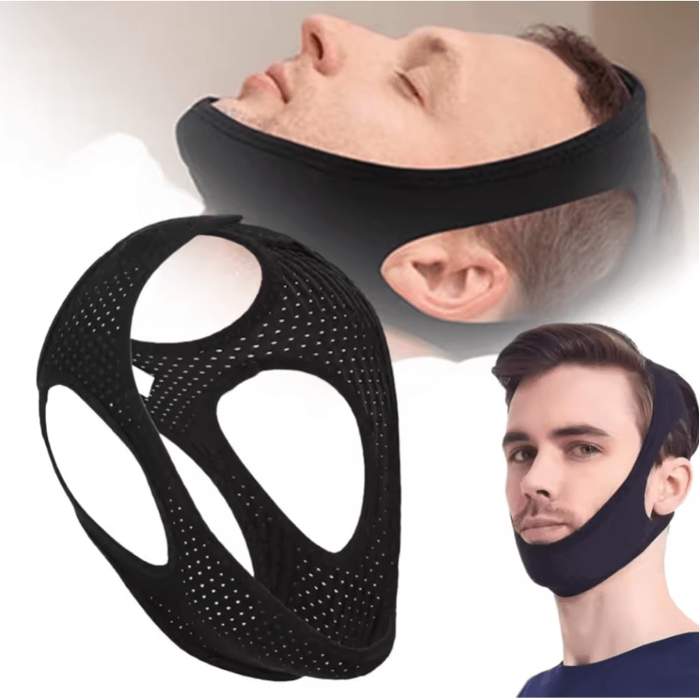 AntiSnoring Chin Strap Device Adjustable Breathable Snore Stopper With Lower Jaw Support 3