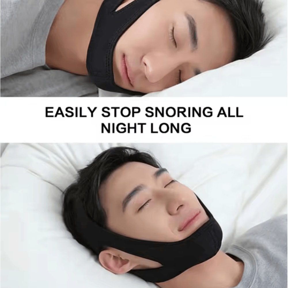 AntiSnoring Chin Strap Device Adjustable Breathable Snore Stopper With Lower Jaw Support 4