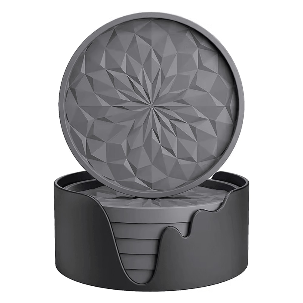 6Piece Silicone Drink Coasters Set With Base Bar Home Office Cup Mats For Tabletop Protection 5