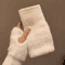 Solid Color Plush Woolen Knitted Touch Screen Half Finger Gloves Autumn Winter Warm Luxury Gloves 7