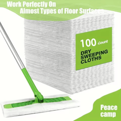 100 pcs dust removal paper & white aluminum pole flat dust mop – multi-surface dry/wet floor cleaner
