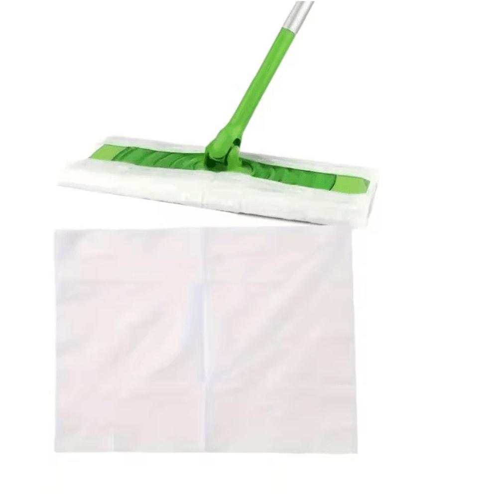 100 Pcs Dust Removal Paper White Aluminum Pole Flat Dust Mop MultiSurface DryWet Floor Cleaner 4
