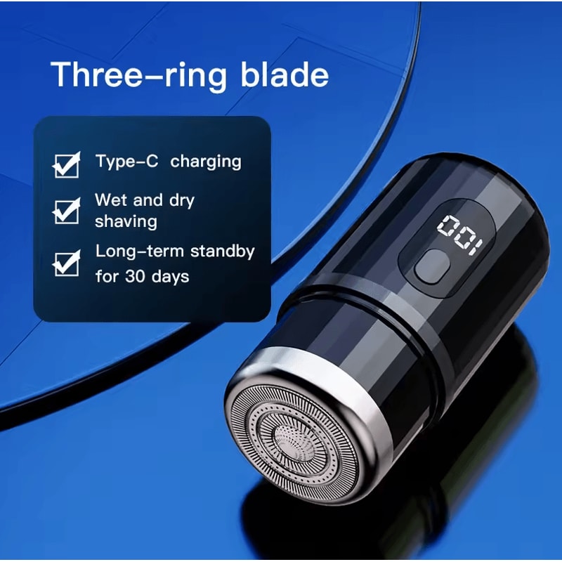 Rechargeable Washable Portable Electric Razor Mini Digital Display Shaver For Men Outdoor Travel 5