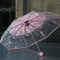 Creative Transparent Cherry Blossom Umbrella Clear Couple Student Beach SunRain Protection 6