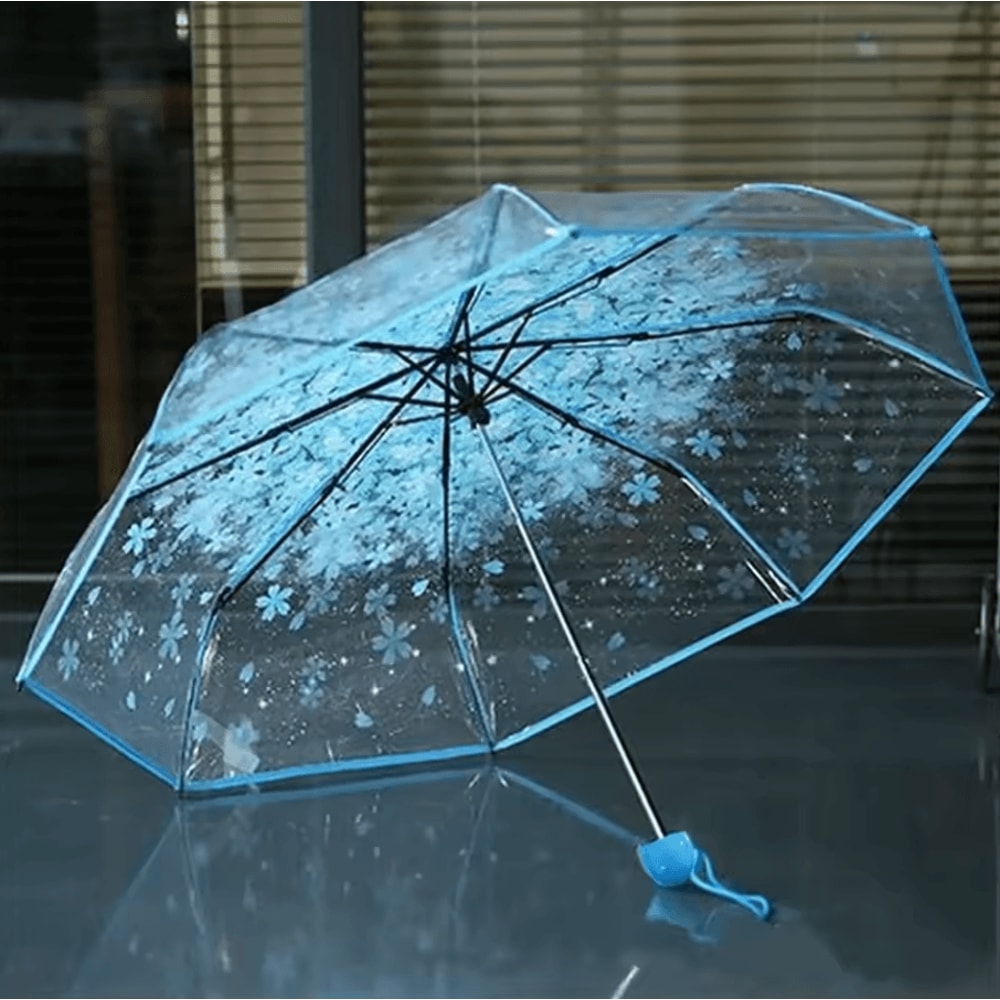 Creative Transparent Cherry Blossom Umbrella Clear Couple Student Beach SunRain Protection 7