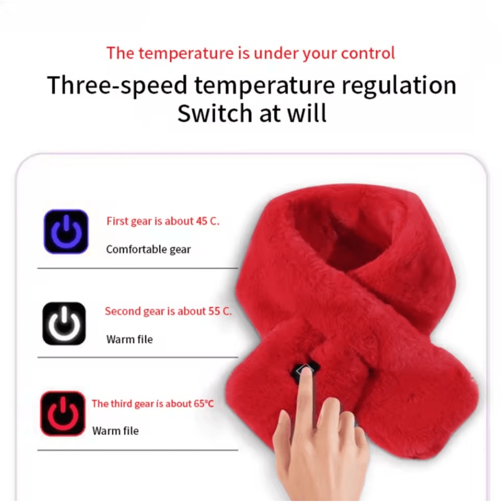 Plush USB Heated Scarf For Winter Faux Fur Heated Neck Warmer Washable Unisex 5