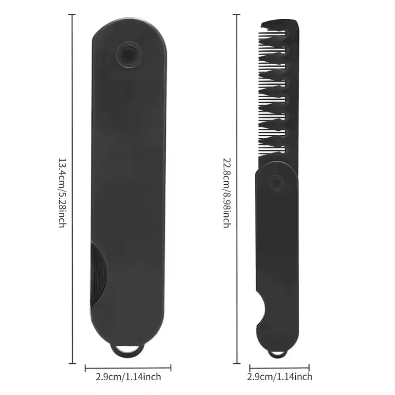 Folding Beard And Hair Comb Grooming Tool 2in1 Double Tooth Portable Travel Beard Comb 2