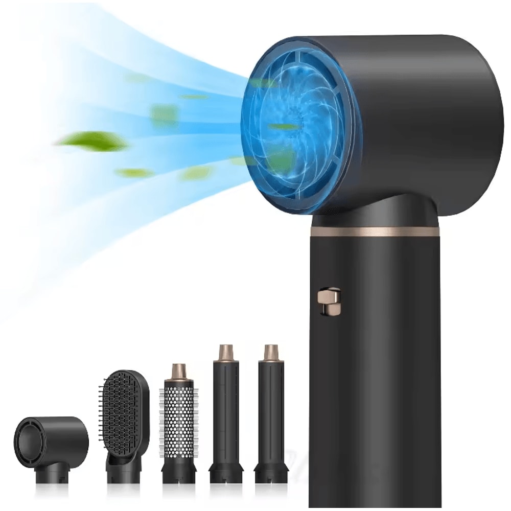 5in1 Ionic Hot Air Brush Styler Hair Dryer Brush With Detachable Heads For Curling Straightening 5