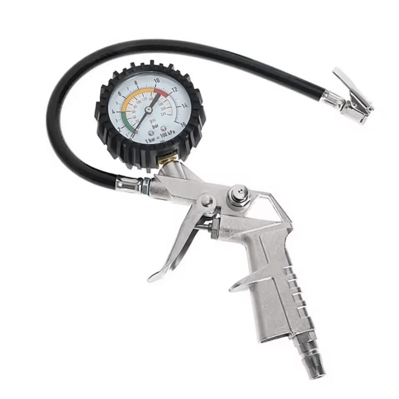 High Precision Silver Dial Tire Pressure Gauge Car Tire Pressure Monitor Tool With Air Pump Gun Co 0