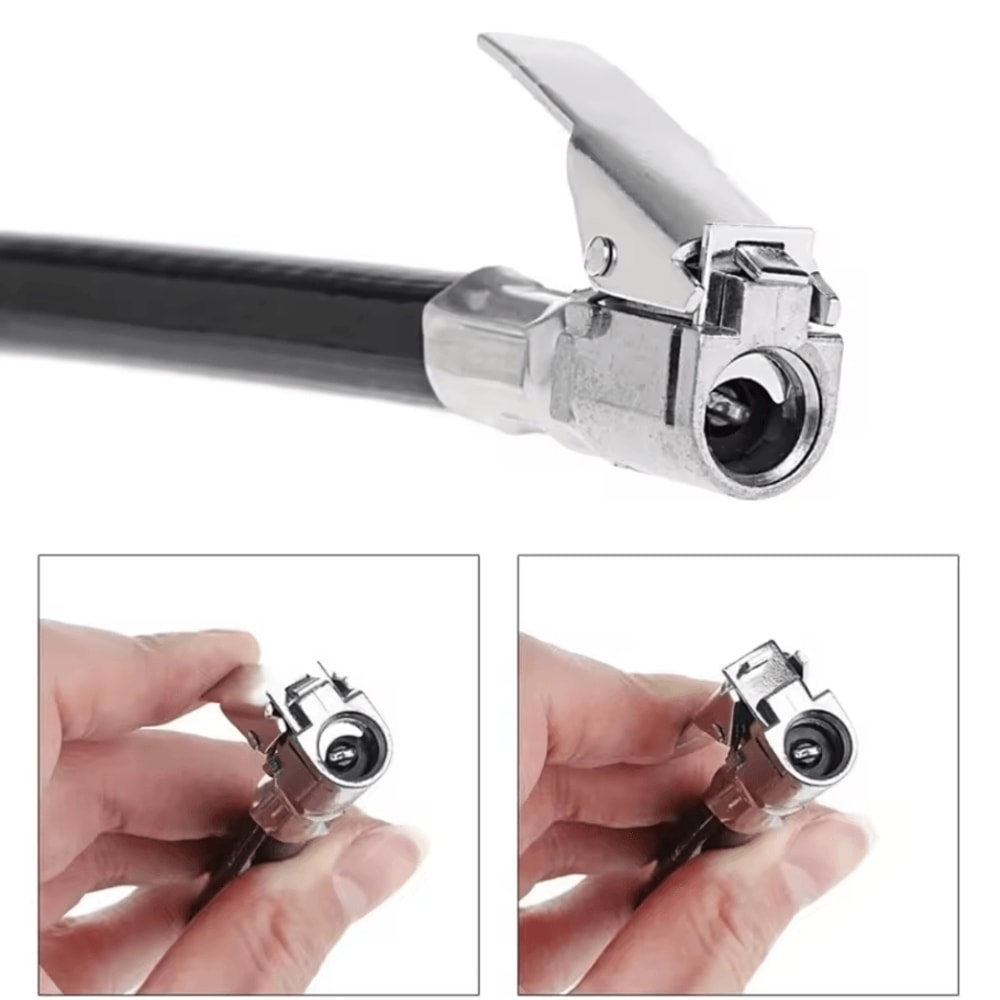High Precision Silver Dial Tire Pressure Gauge Car Tire Pressure Monitor Tool With Air Pump Gun Co 3