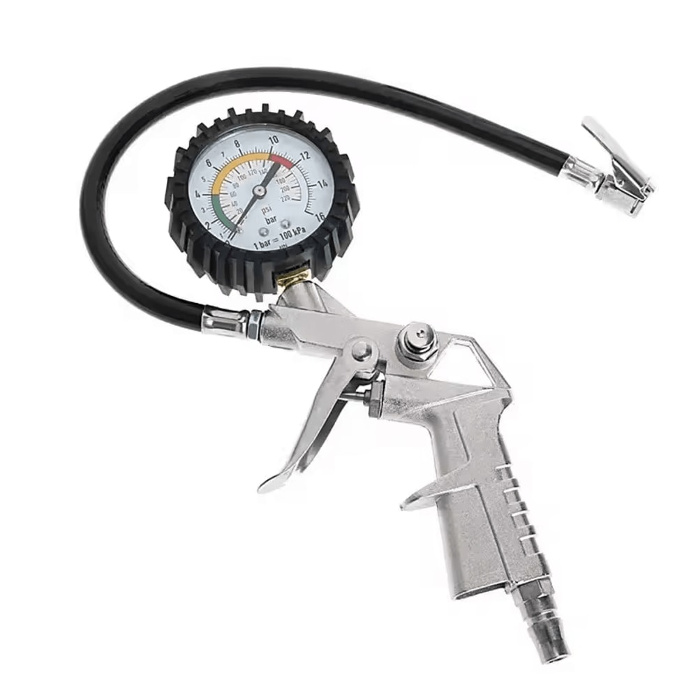 High Precision Silver Dial Tire Pressure Gauge Car Tire Pressure Monitor Tool With Air Pump Gun Co 6