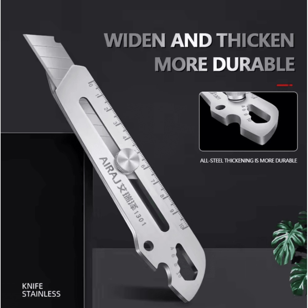 Multifunctional Utility Knife Tool 6in1 Stainless Steel All Purpose Cutter With Bottle Opener Rule 0